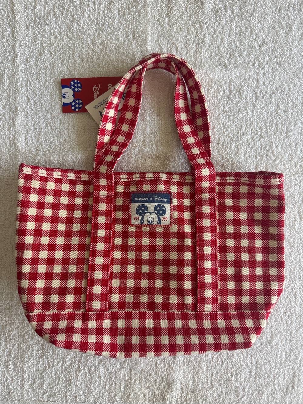 Old Navy x Disney Americana Red Canvas Tote Bag with Disney Patch